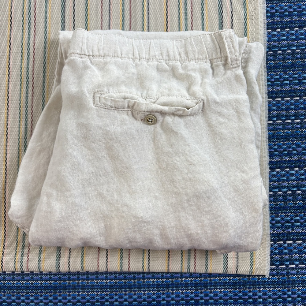 Tommy Bahama Relax Pants Mens 34x32 White Linen Cargo Elastic Waist Drawstring E